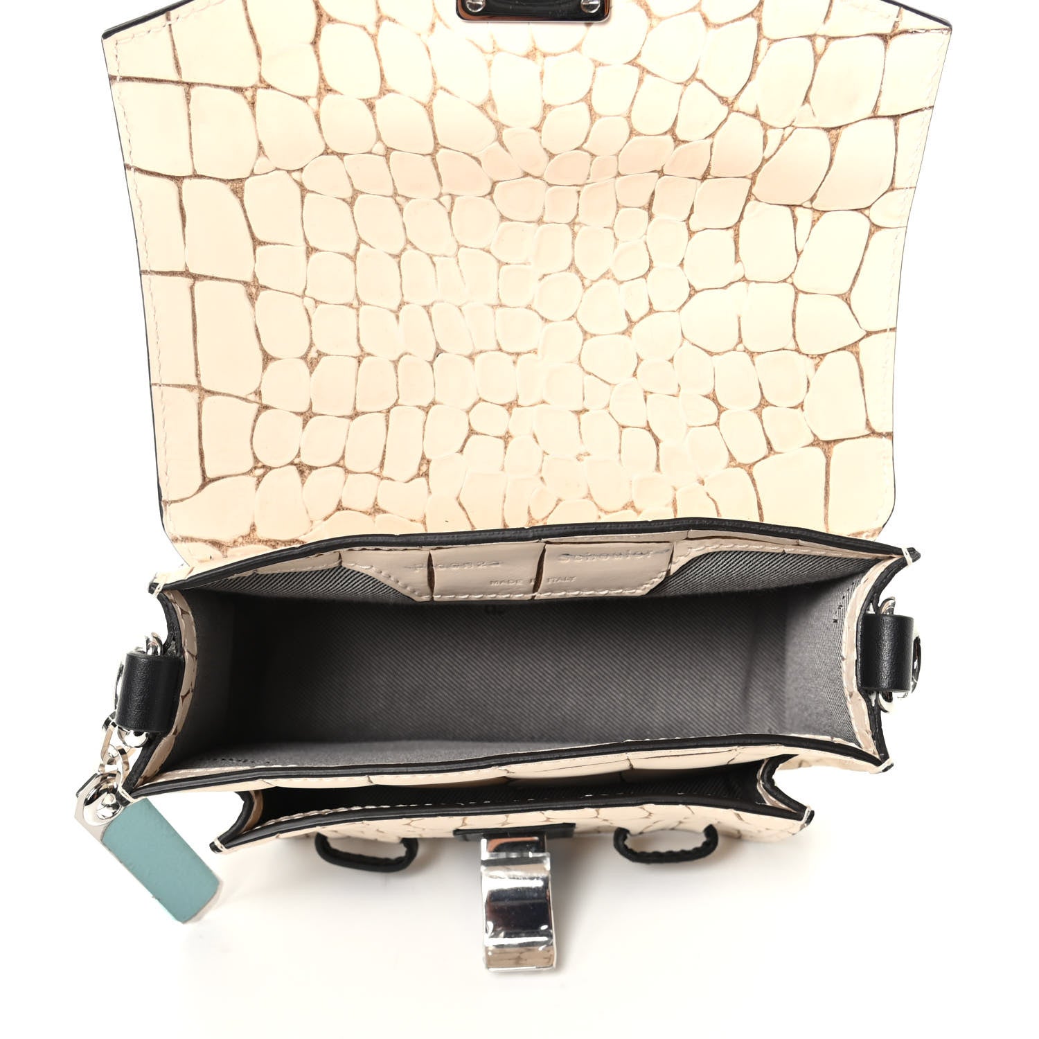 Proenza Schouler Calfskin Crocodile Embossed Micro PS1 Satchel Clay 4 of 7