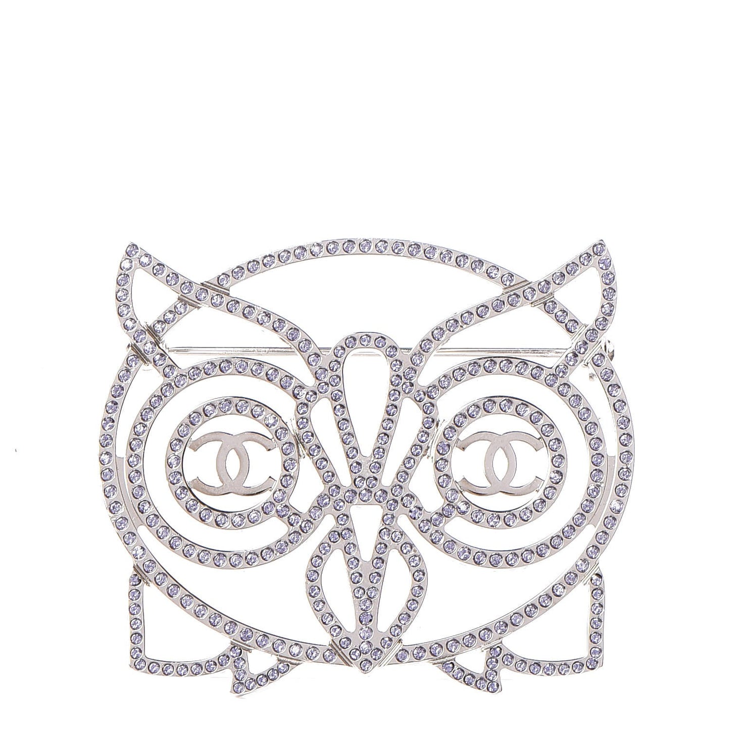 Strass Crystal Owl CC Brooch Purple Ruthenium