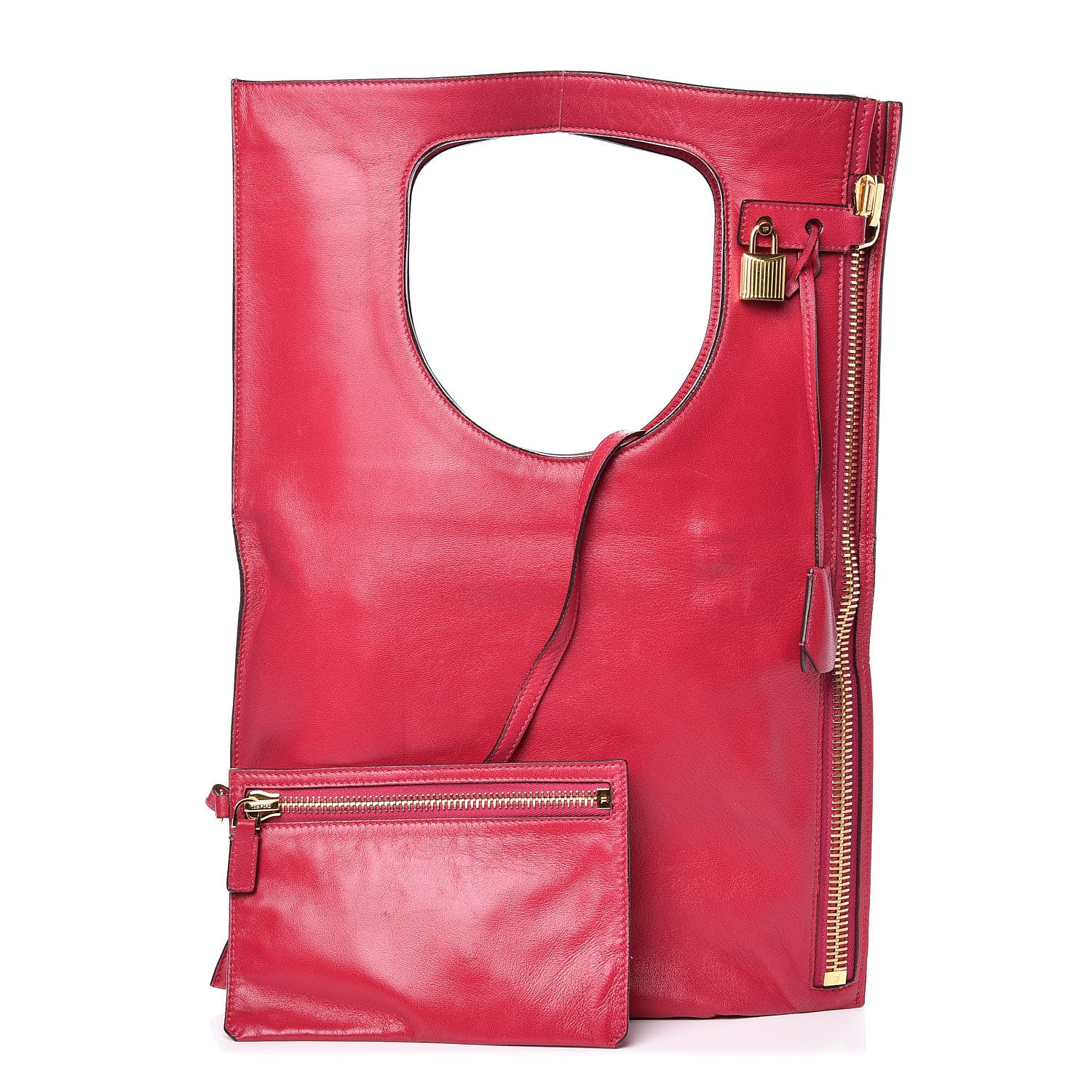 Tom Ford Ramskin Large Alix Padlock Zip Shoulder Bag Fuchsia 3 of 15