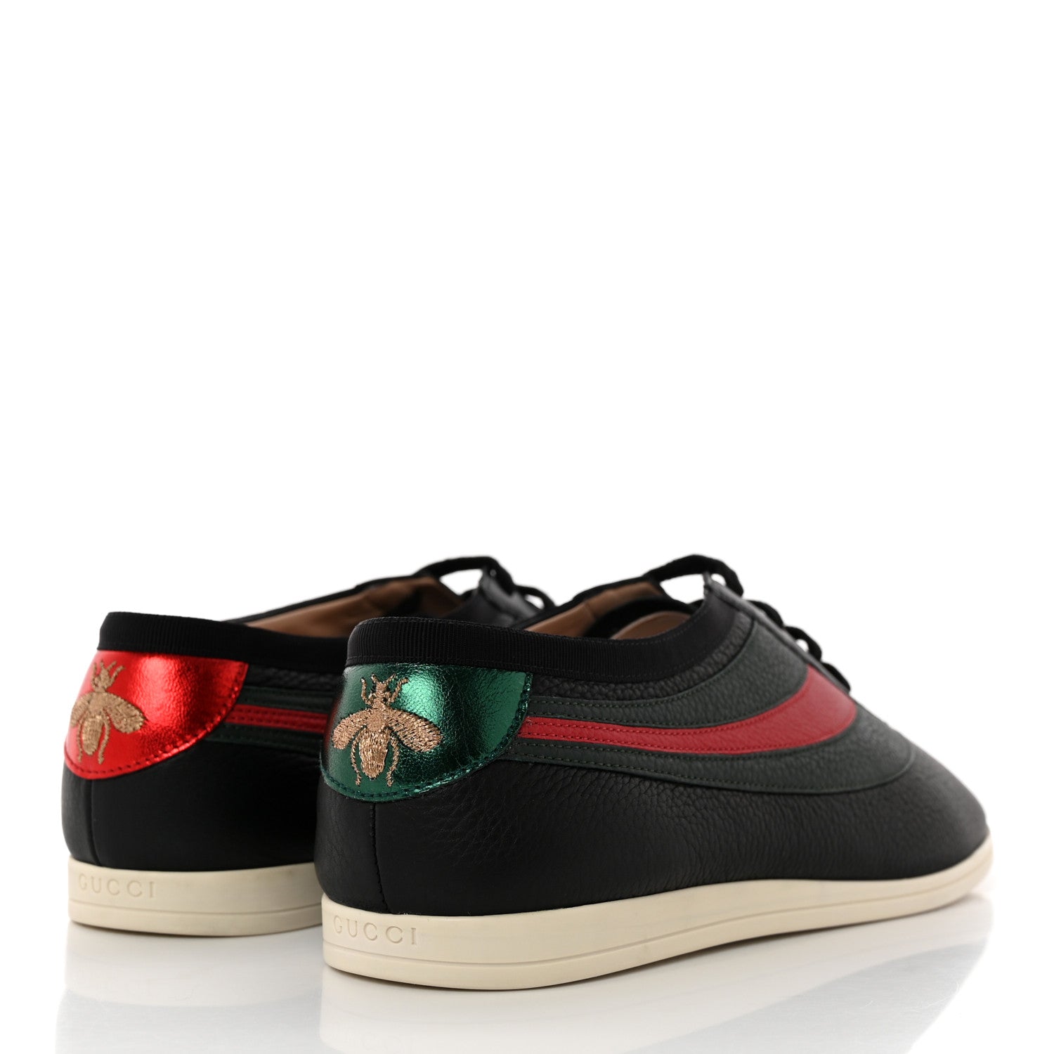 Gucci Grained Calfskin Mens Web Falacer Sneakers 7.5 Black 4 of 9