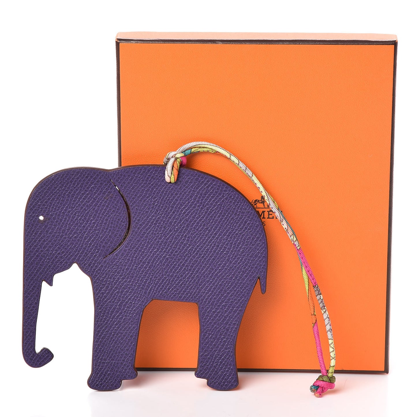 Epsom Togo Petit H Elephant Bag Charm Ultraviolet Bleu Electrique