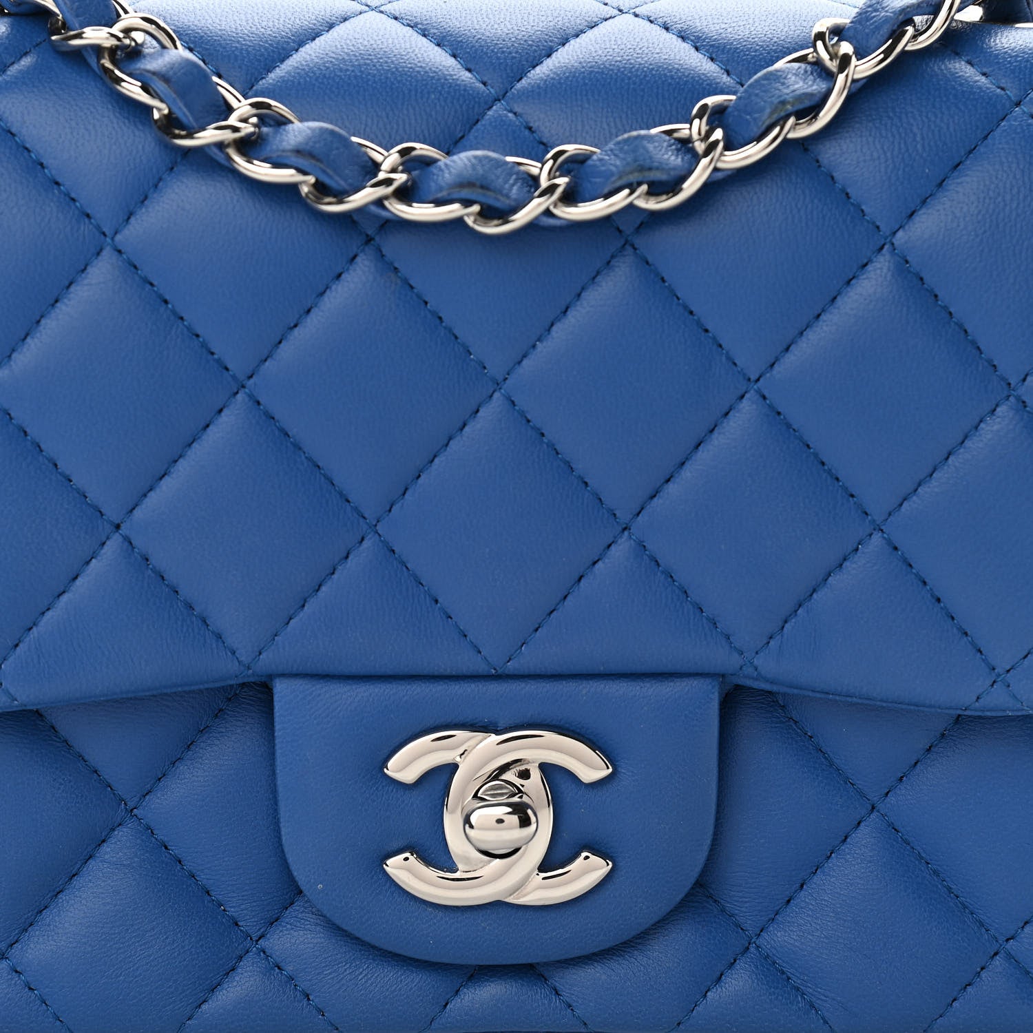 Chanel Lambskin Quilted Mini Square Flap Blue 8 of 11