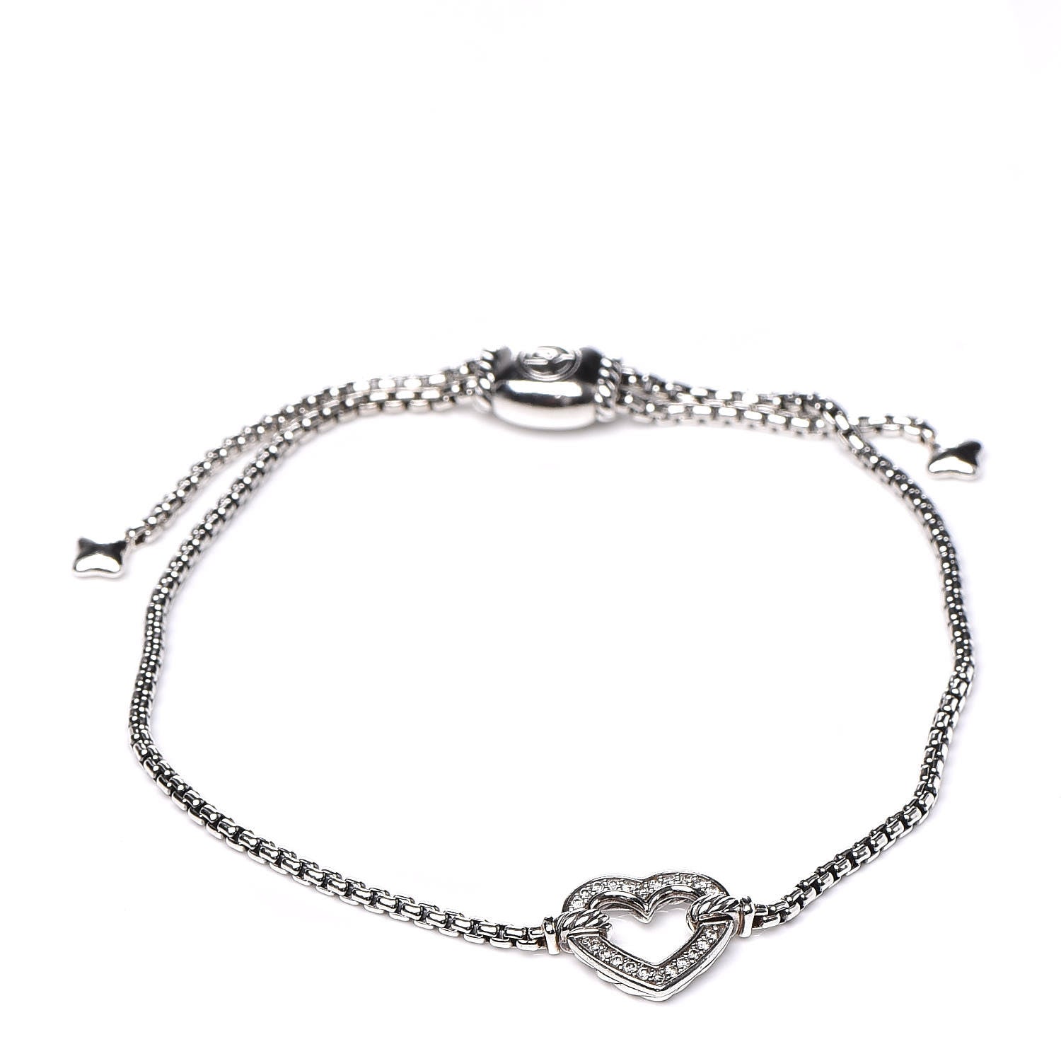 David Yurman Sterling Silver Diamond Valentine Hearts Bracelet 1 of 5