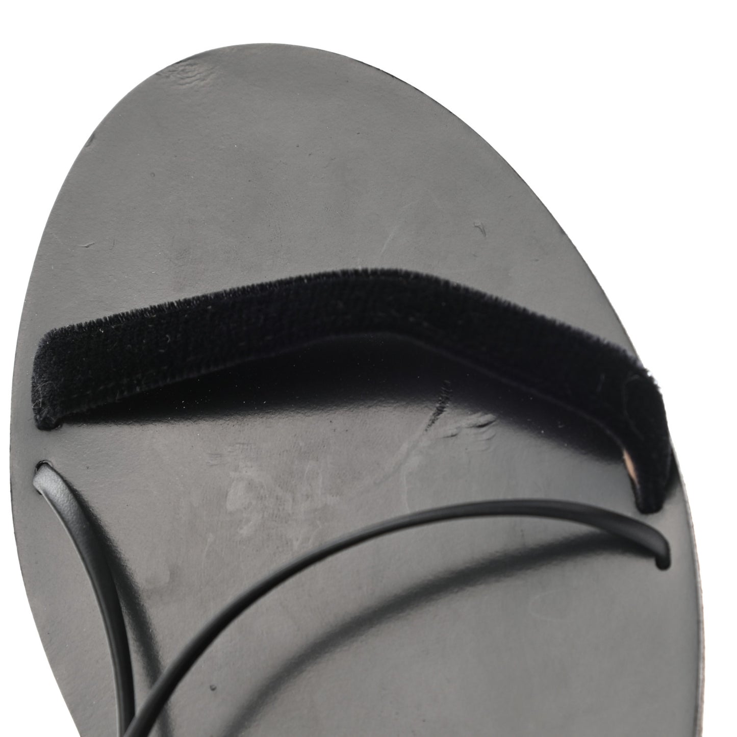 Velvet Lace Up Flat Sandals 36.5 Black