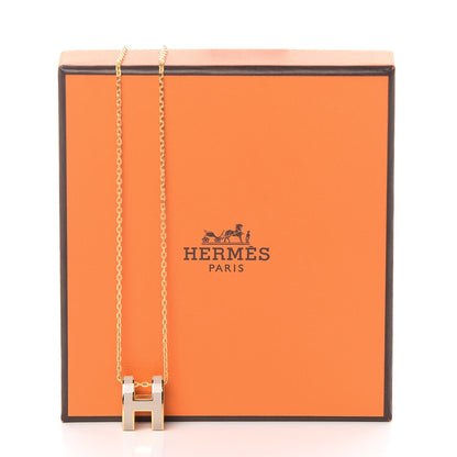 Hermes Lacquered Gold Pop H Pendant Necklace Marron Glace 8 of 8