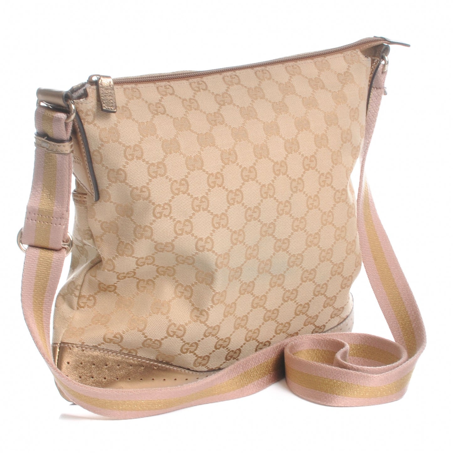 Monogram Calfskin Perforated Medium Flat Messenger Bag Pink