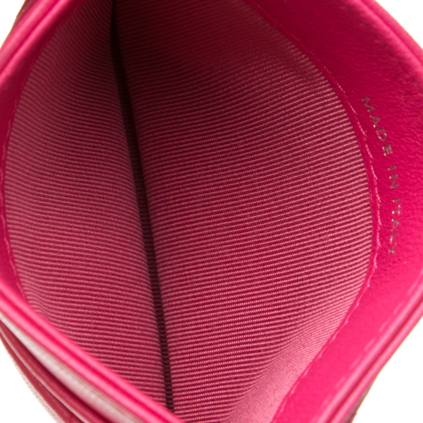 Lambskin Quilted Card Holder Fuchsia