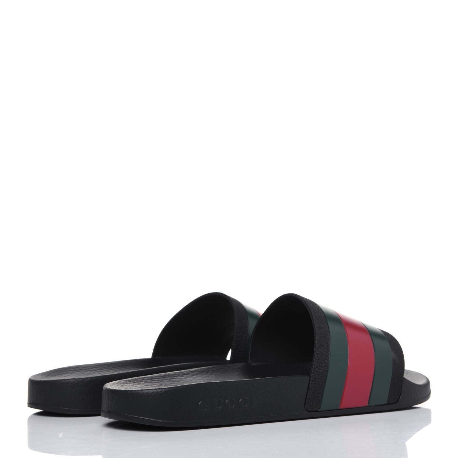 Gucci Rubber Web Mens Pool Slide Sandals 9 Black Green Red 4 of 8