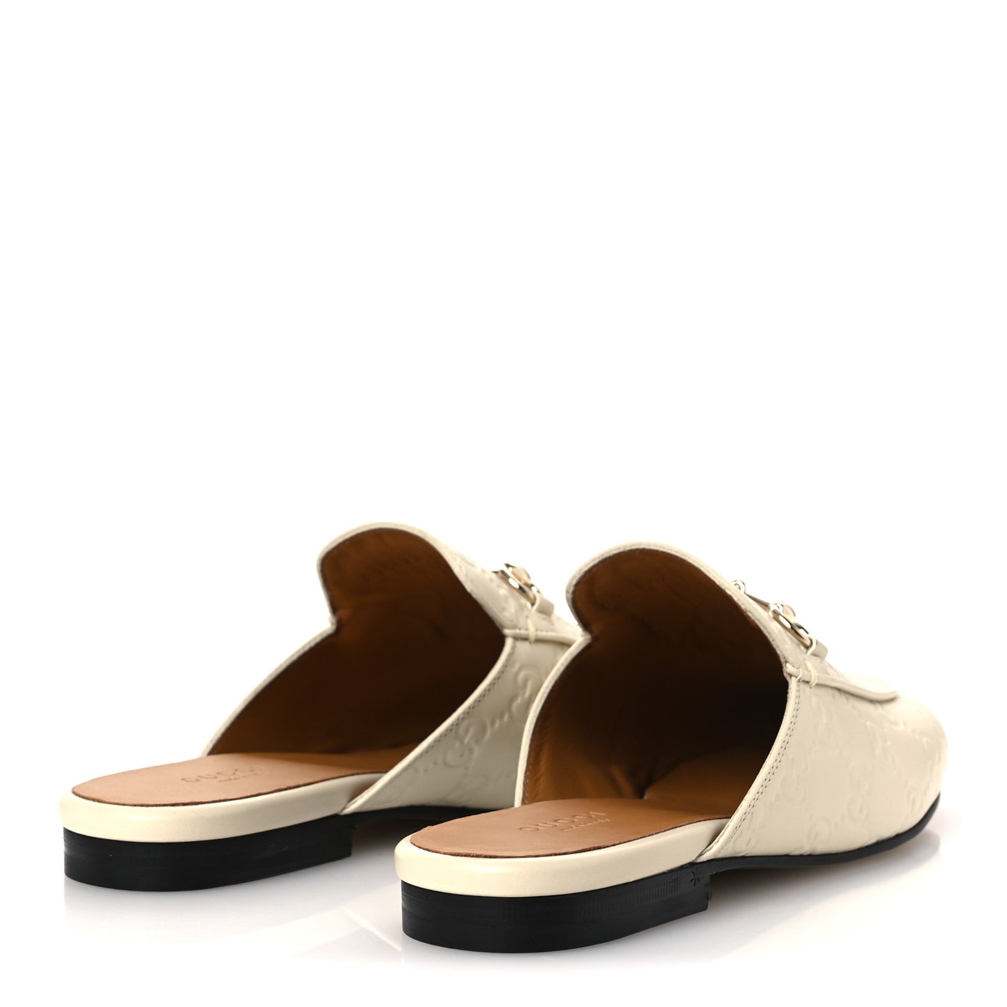 Glamour Calfskin Guccissima Womens Princetown Slippers 37 New Ivoire