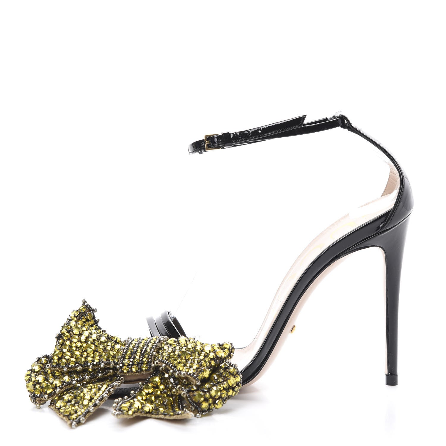 Gucci Patent Crystal Removable Bow Sandals 36.5 Black 8 of 10