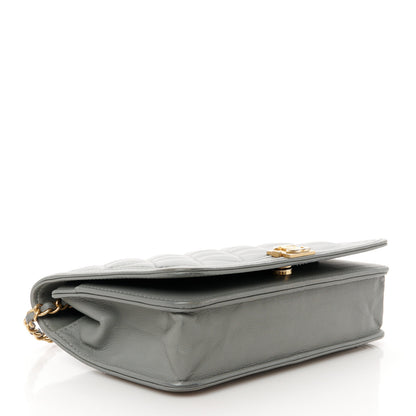 Chanel Lambskin Quilted Boy Wallet On Chain WOC Grey 4 of 13