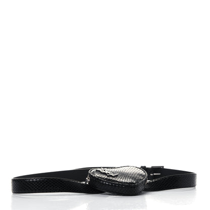 Saint Laurent Calfskin Snakeskin Embossed Love Heart Belt Bag 90 36 Black 3 of 5