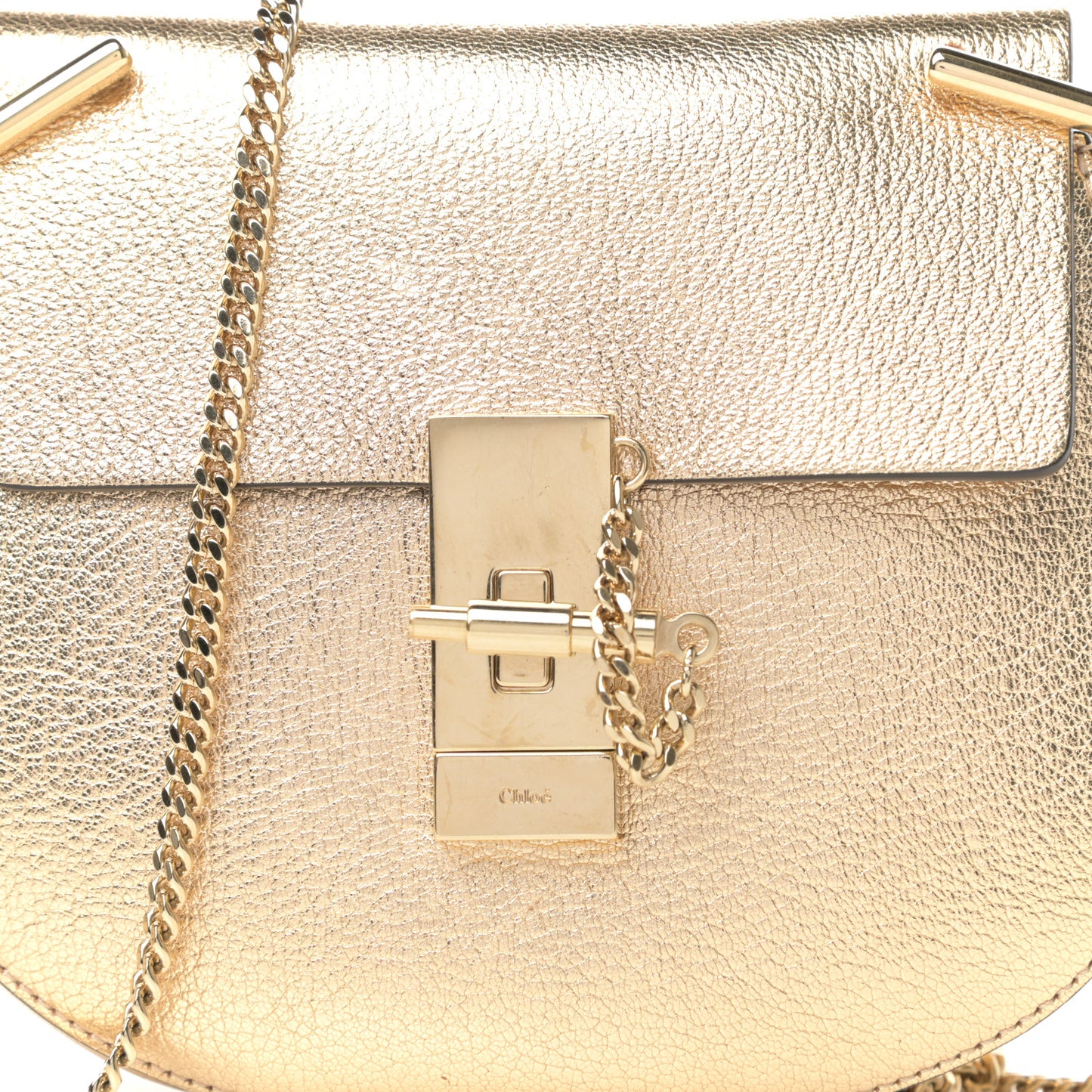 Metallic Goatskin Mini Drew Shoulder Bag Pale Gold