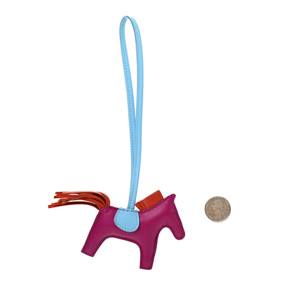 Hermes Milo Lambskin Grigri Rodeo Horse Bag Charm PM Rose Pourpre Cornaline Celeste 2 of 3