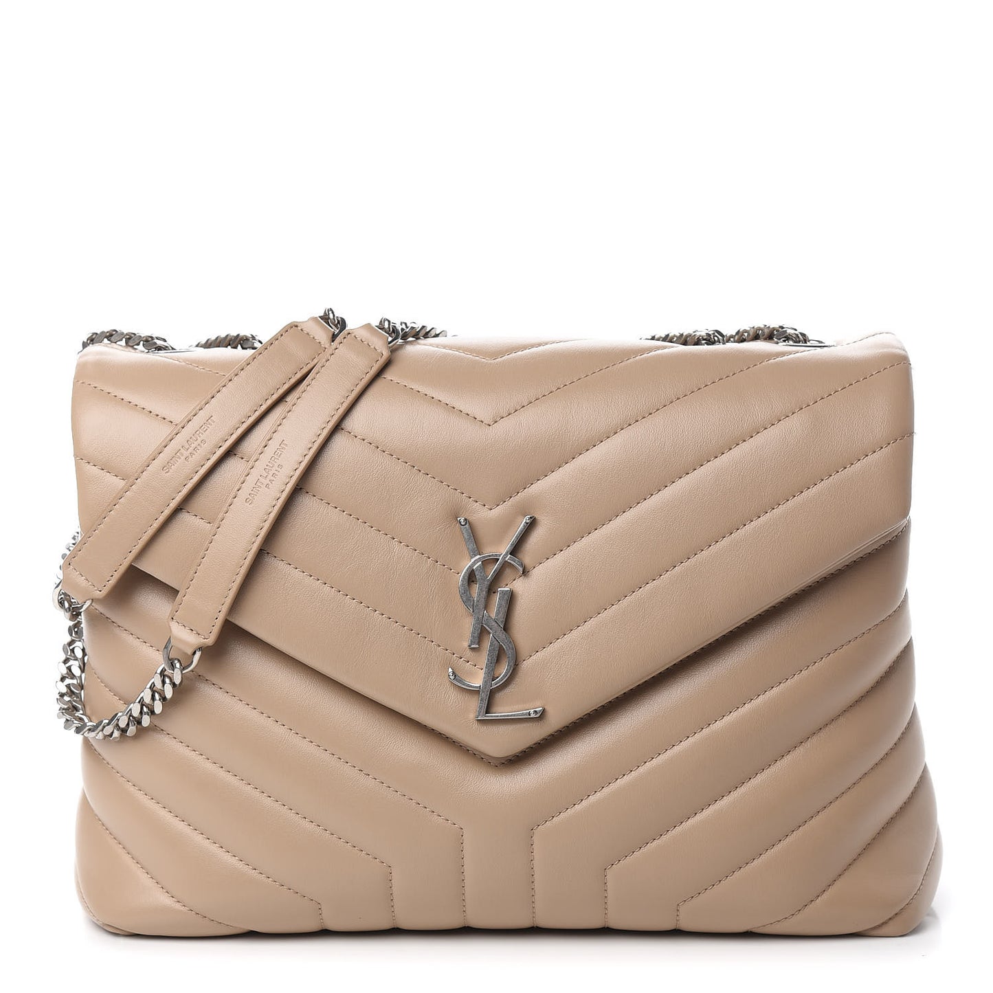 Calfskin Y Quilted Monogram Medium Loulou Chain Satchel Dark Beige