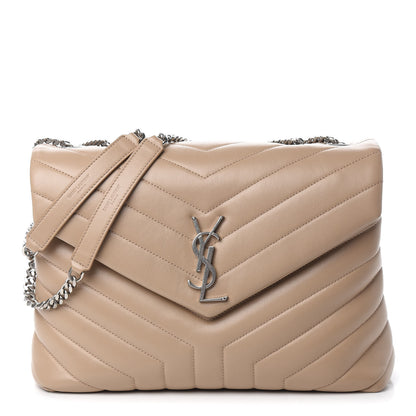 Saint Laurent Calfskin Y Quilted Monogram Medium Loulou Chain Satchel Dark Beige 1 of 10