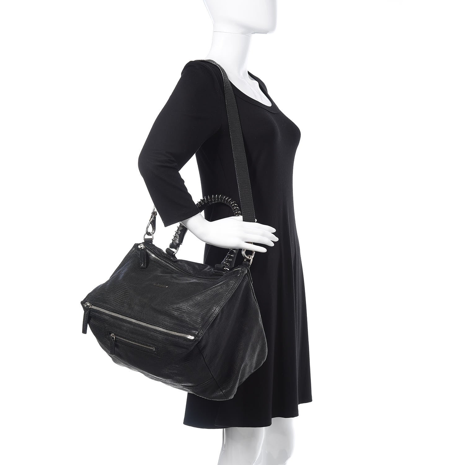 Givenchy Calfskin Lizard Embossed Large Pandora Black 2 of 13