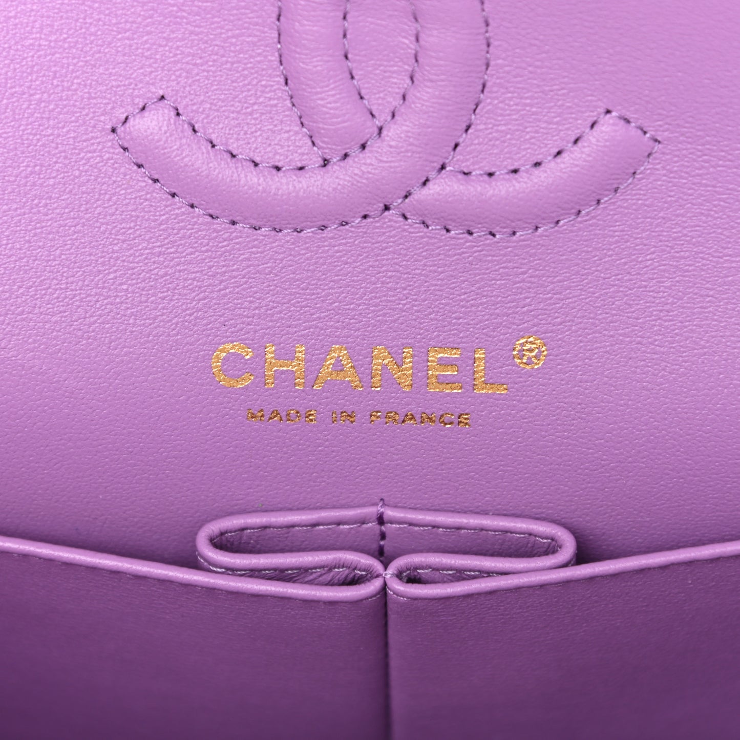 Caviar Quilted Small Double Flap Purple