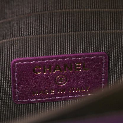 Chanel Iridescent Lambskin Quilted Mini Wallet On Chain WOC Purple 6 of 10