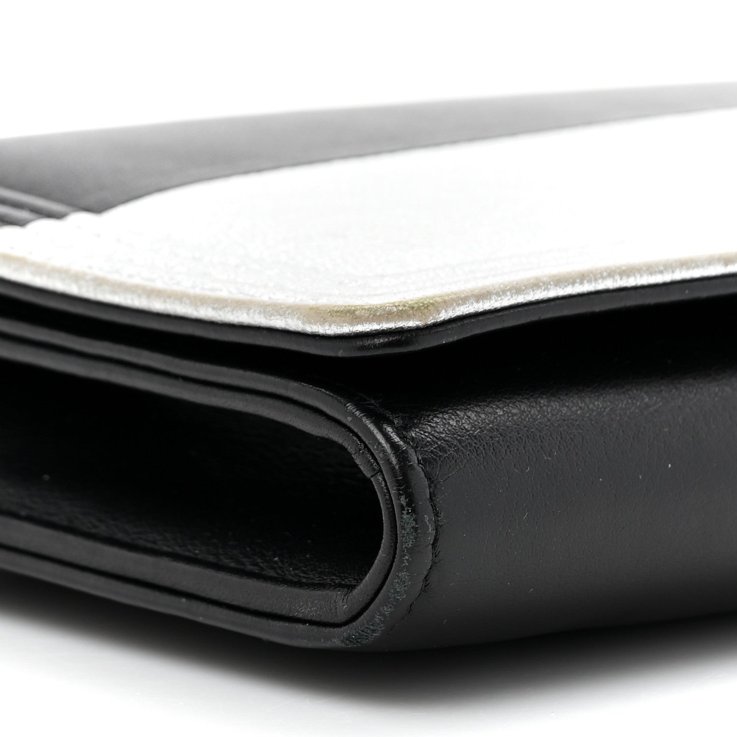 Chanel Metallic Goatskin Boy Wallet On Removable Chain WOC Black Silver 12 of 19