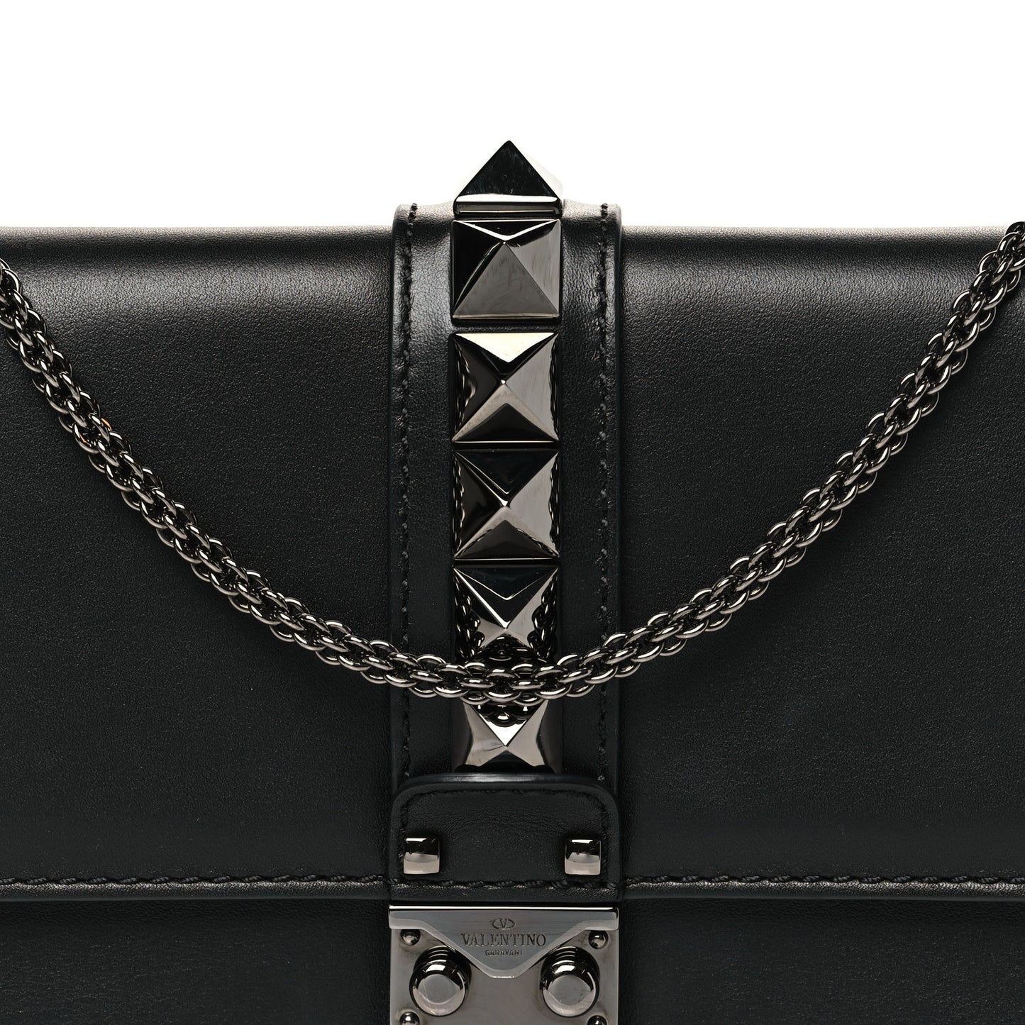 Vitello Medium Glam Lock Rockstud Flap Black