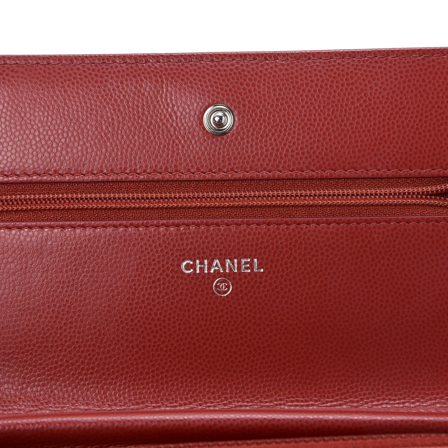 Chanel Caviar Chevron Quilted Wallet On Chain WOC Red 7 of 10