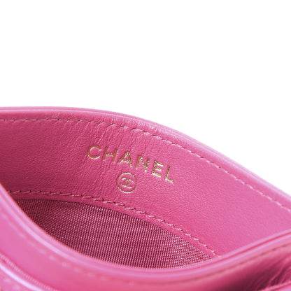 Chanel Lambskin Camellia Embossed Card Holder Fuchsia 5 of 12