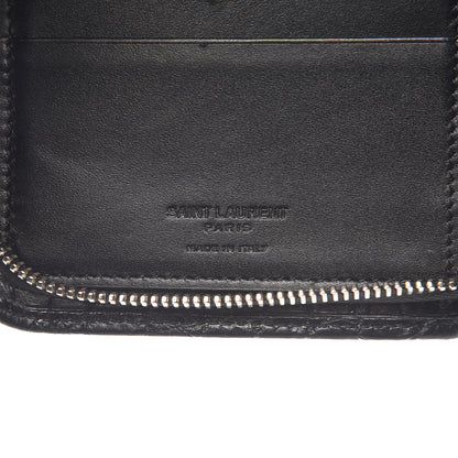Saint Laurent Calfskin Crocodile Embossed Mens Zip Around Continental Wallet Black 6 of 13