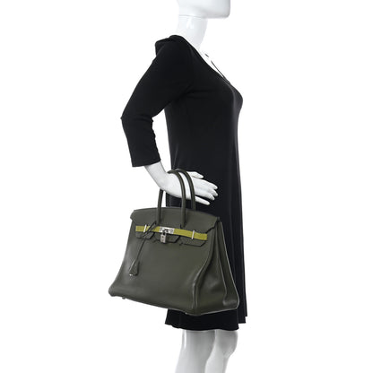 Hermes Togo Chevre Mysore Bi-Color Birkin 35 Vert Veronese Vert Anis 2 of 13