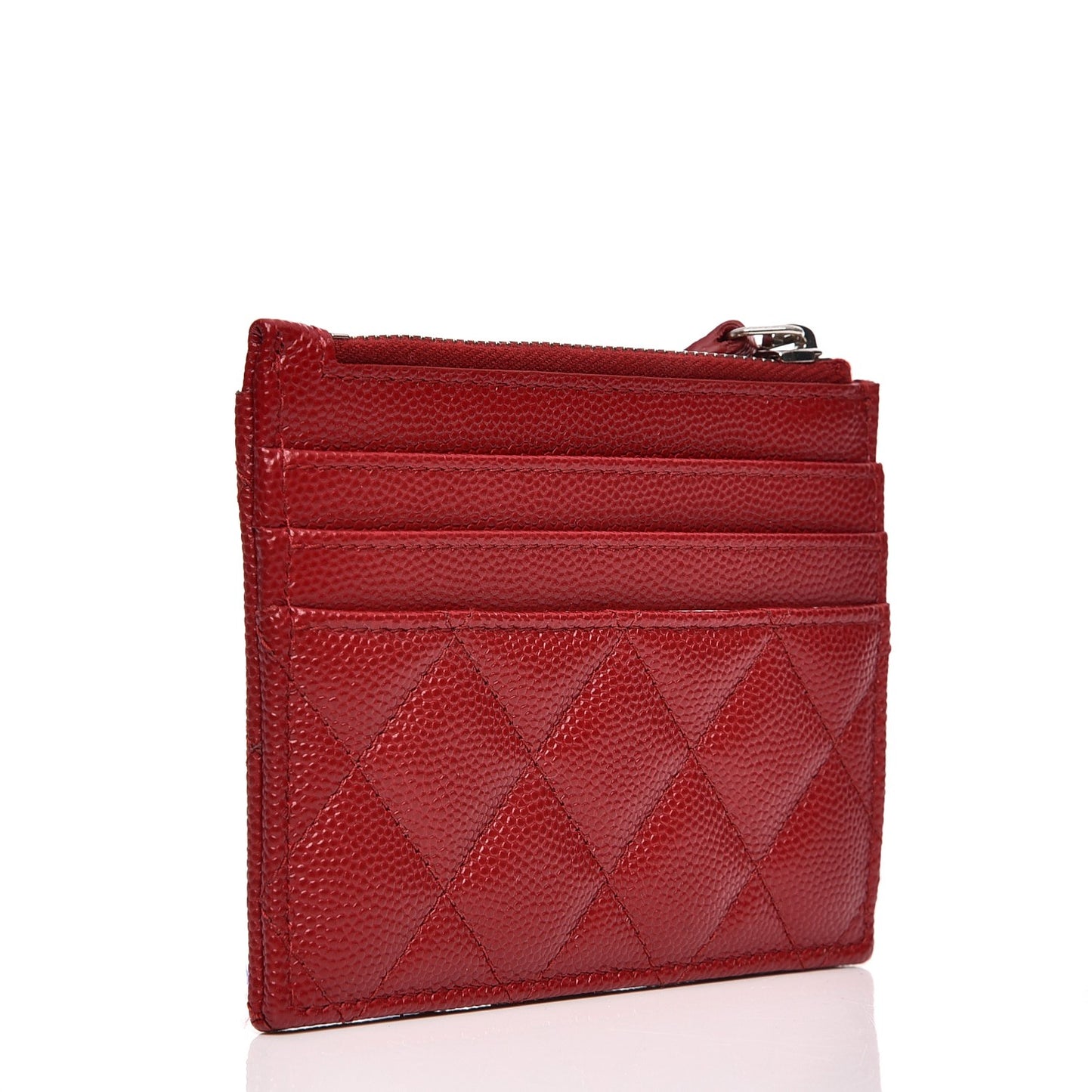Caviar Quilted Card Holder Dark Red