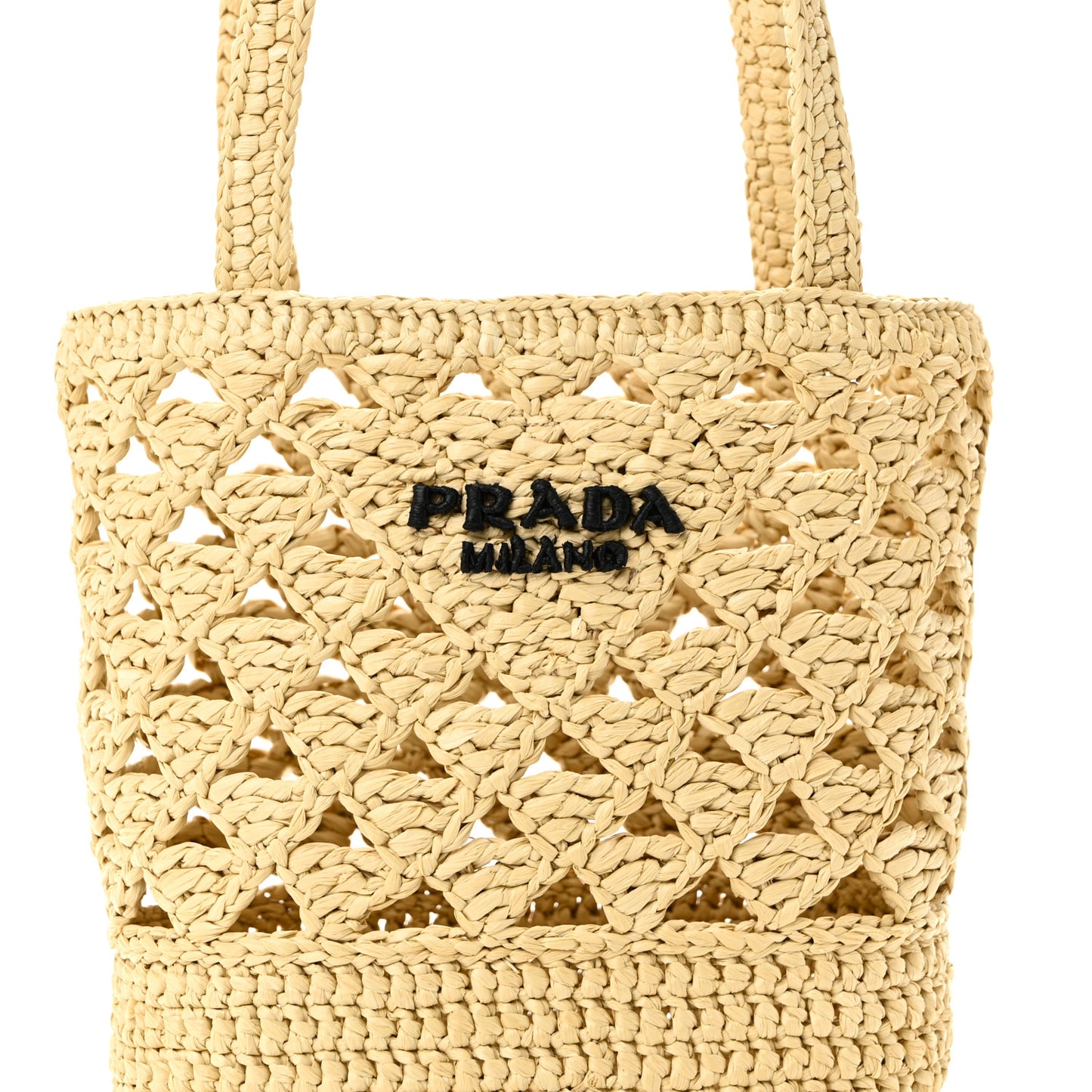 Yarn Raffia Effect Embroidered Mini Logo Tote Naturale