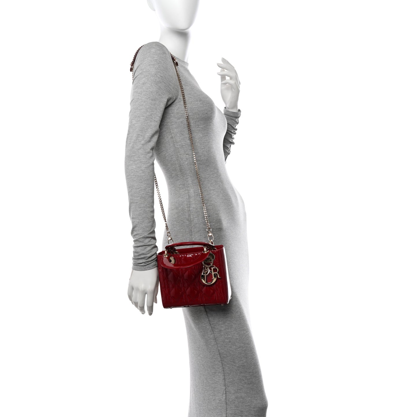 Patent Cannage Mini Lady Dior Red