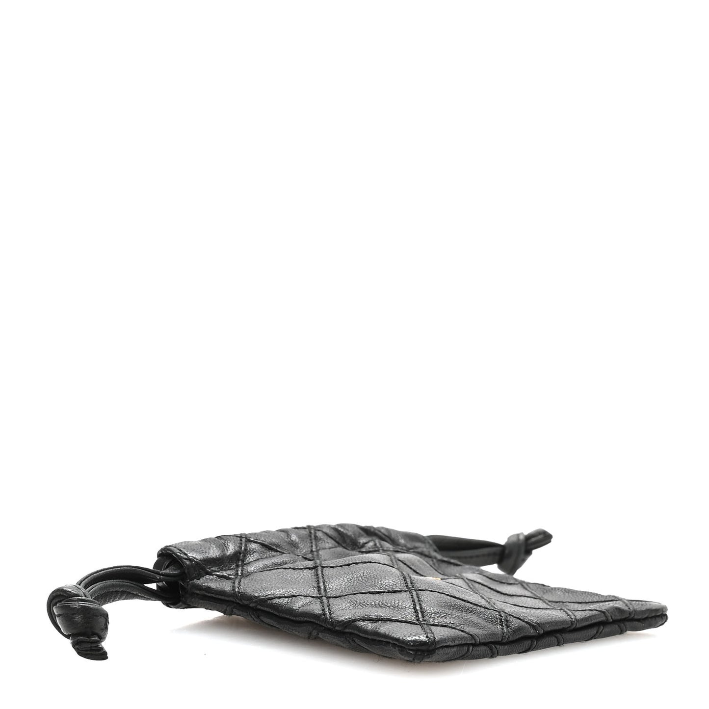 Calfskin Quilted Drawstring Pouch Black