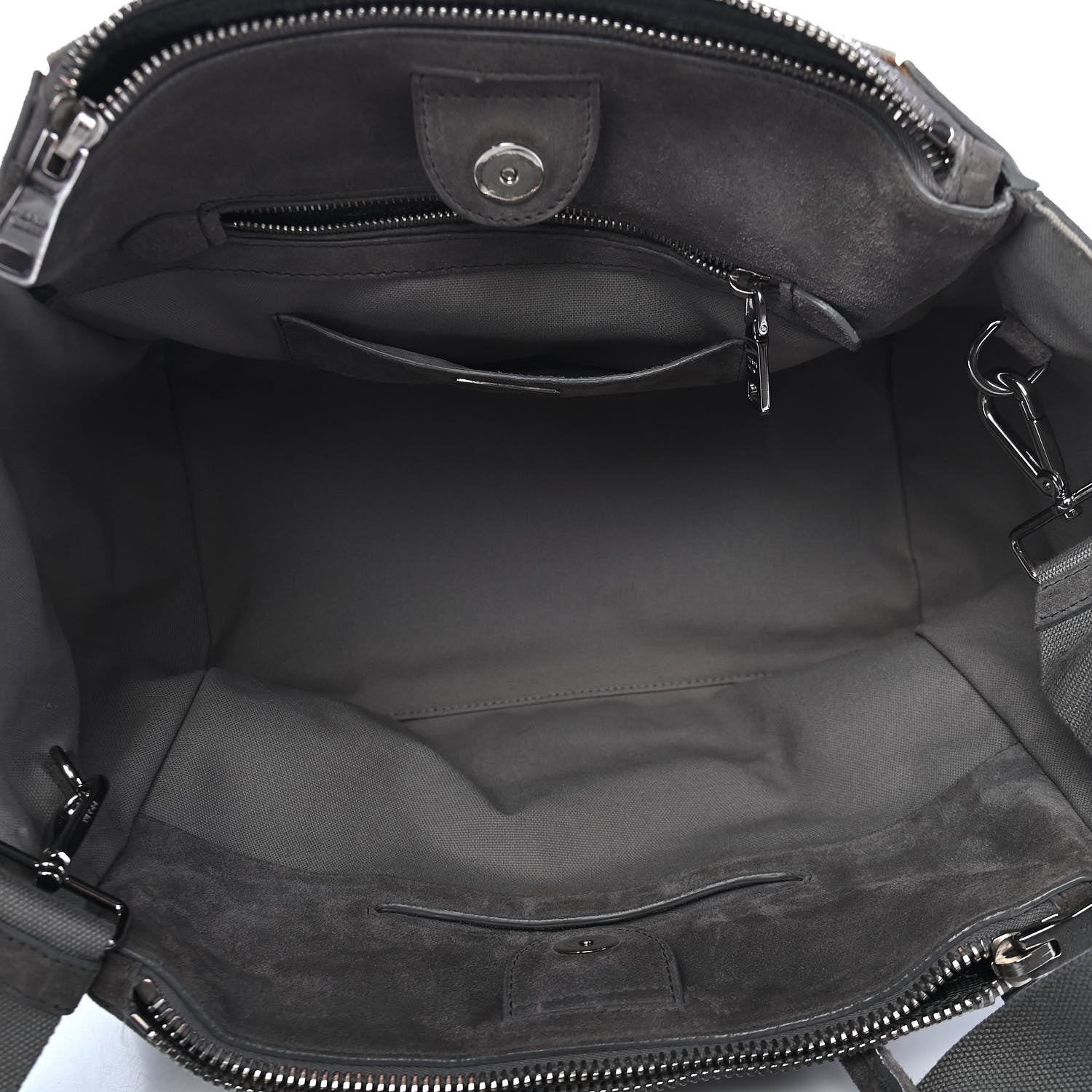 Prada Canvas Suede Scamosciato Twin Pocket Tote Grey 5 of 9