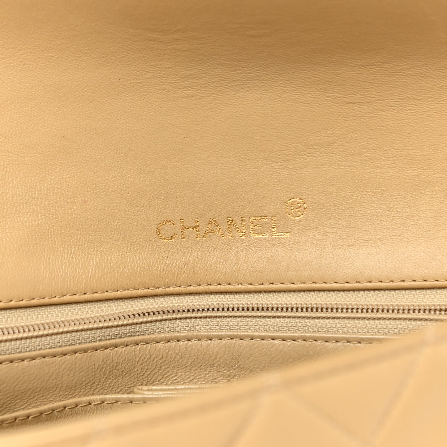 Lambskin Quilted Small Single Flap Beige