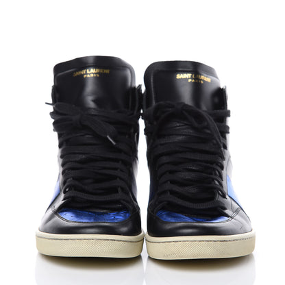 Saint Laurent Calfskin Court Classic SL/10H High Top Sneakers 44 Black Blue 2 of 14