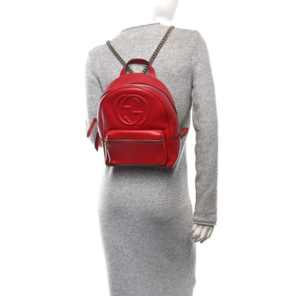Gucci Pebbled Calfskin Soho Chain Backpack Hibiscus Red 2 of 10