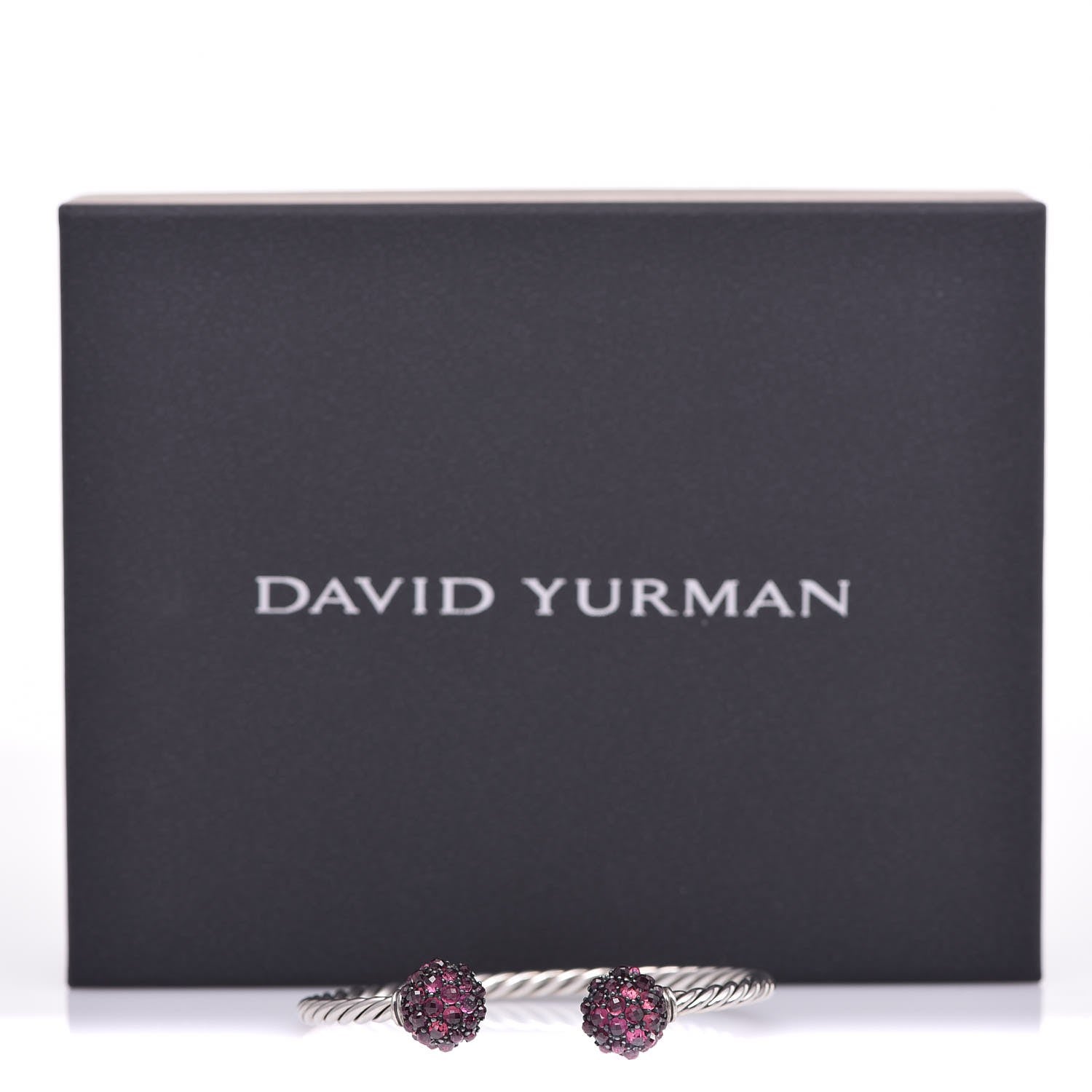 David Yurman Sterling Silver Garnet Berries Cable Bracelet 5 of 5