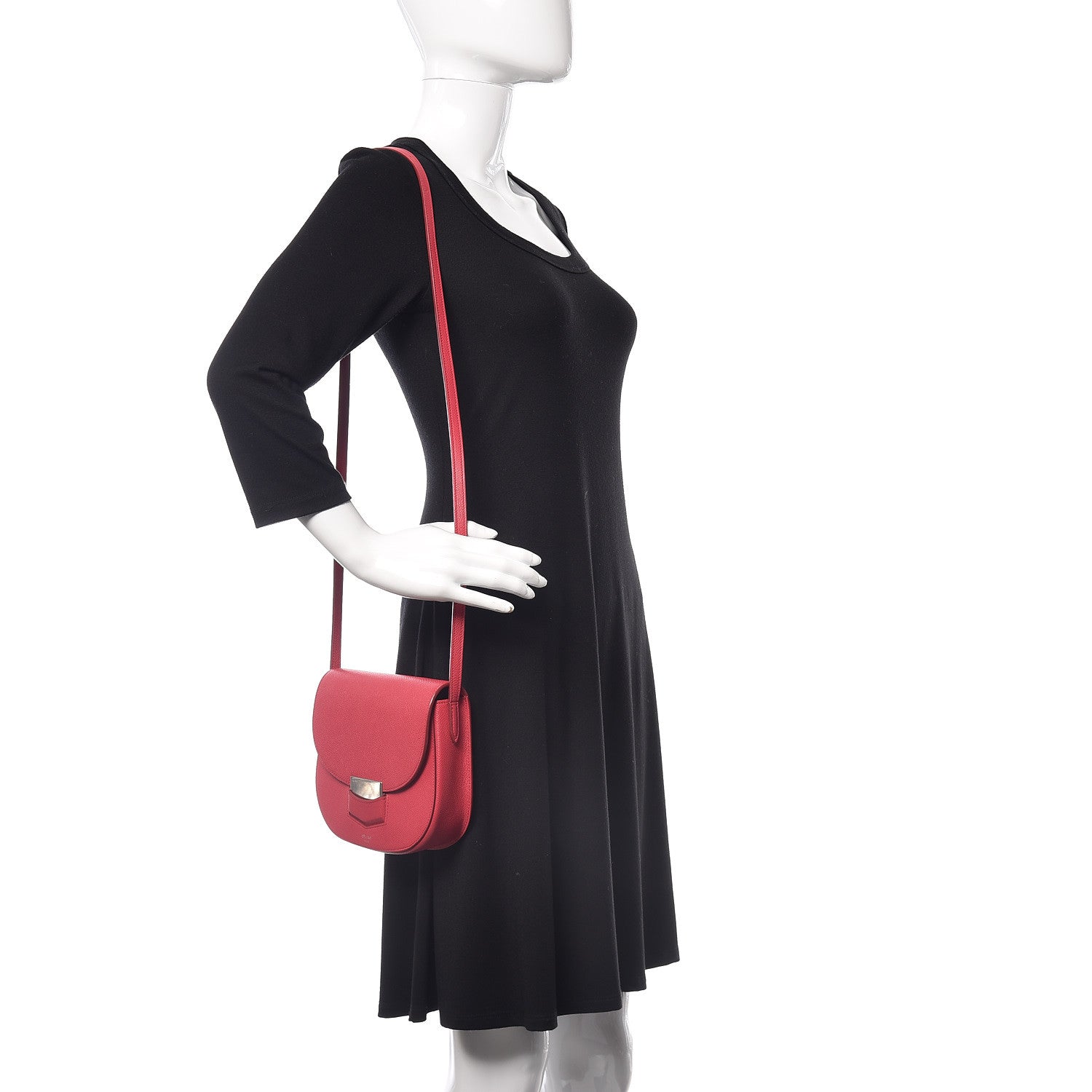 Celine Grained Calfskin Small Trotteur Bubble Pink 2 of 10