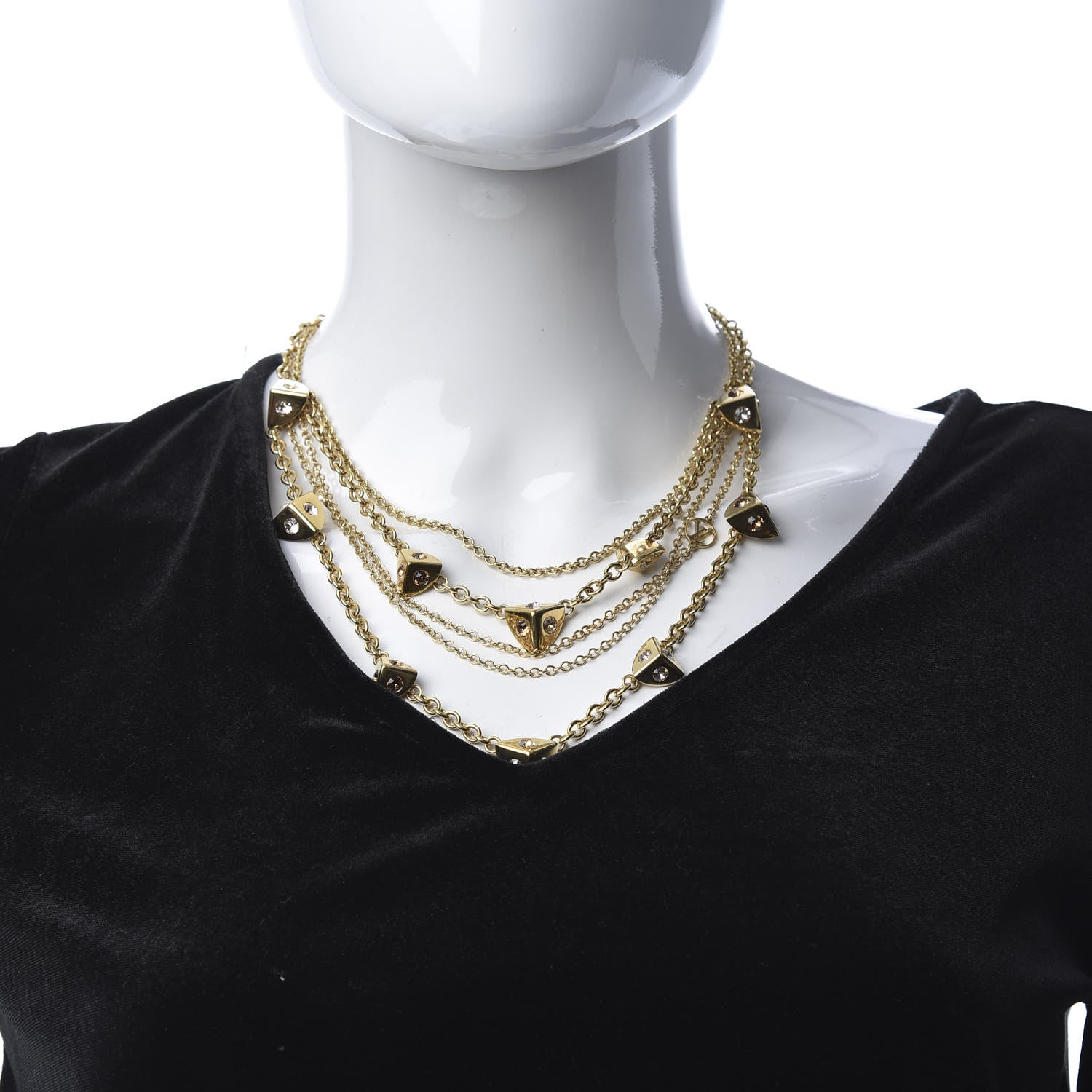 Louis Vuitton Trunkies Strass Necklace Gold 2 of 5