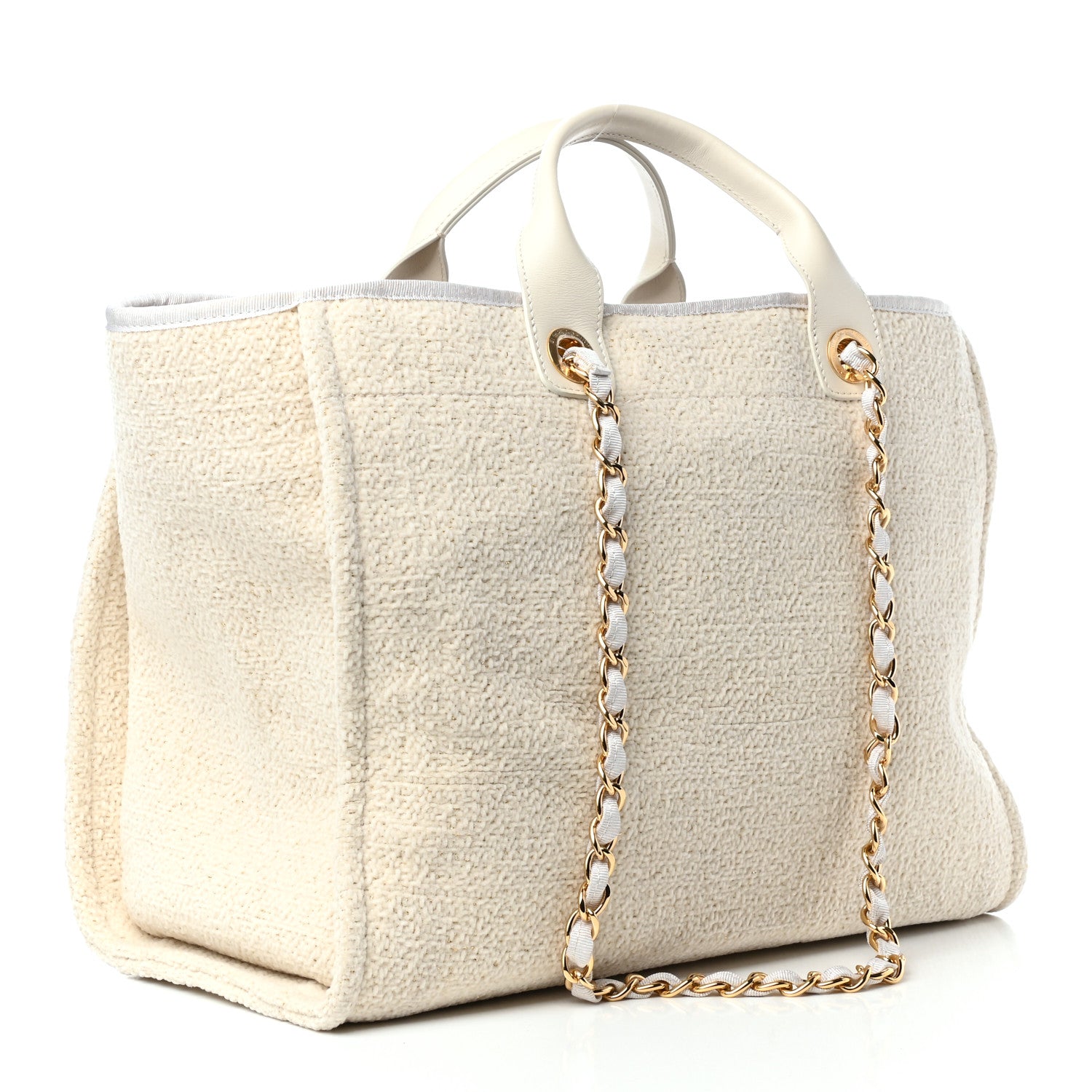 Chanel Lurex Boucle Medium Deauville Tote White 3 of 10