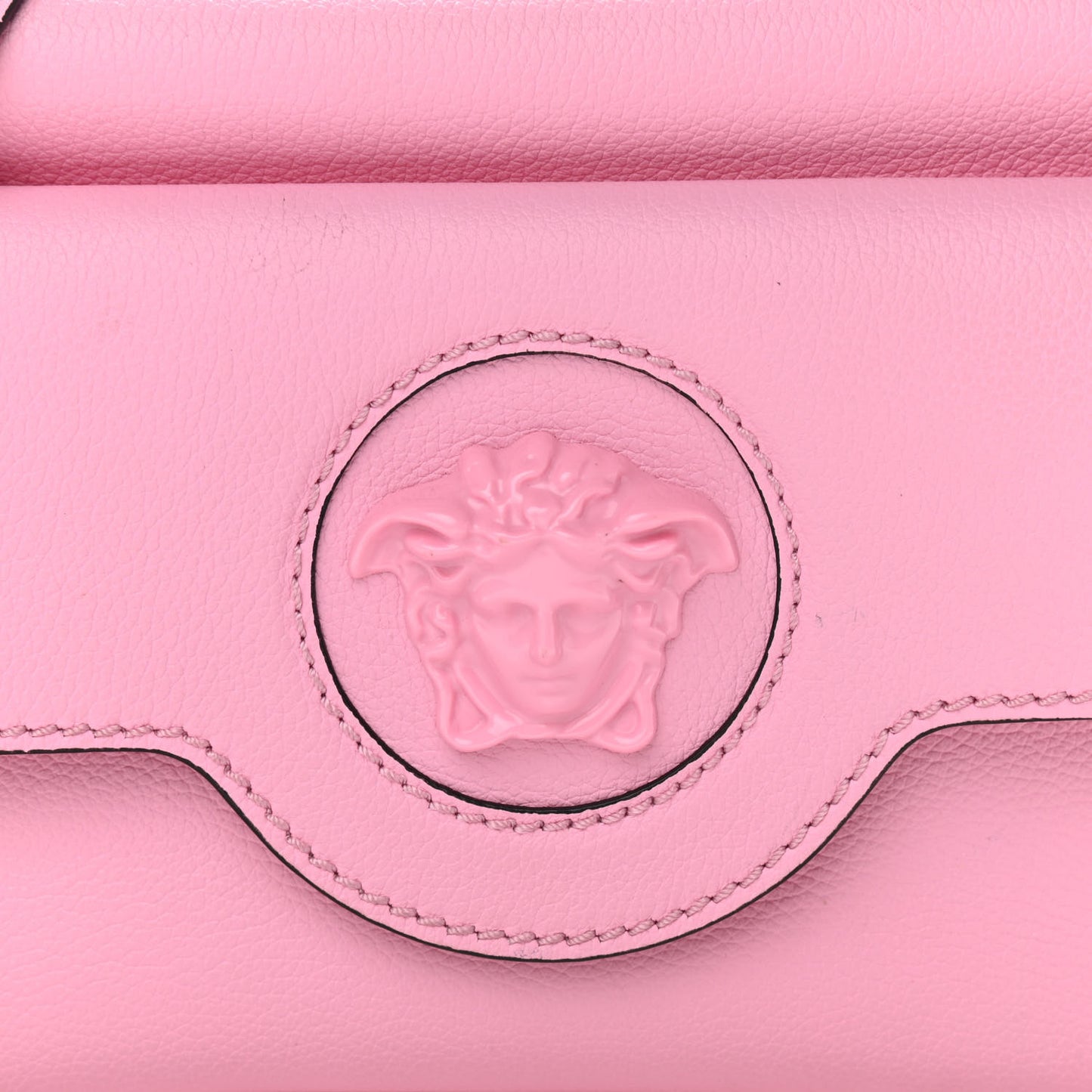 Grained Calfskin Medusa Camera Bag Pink