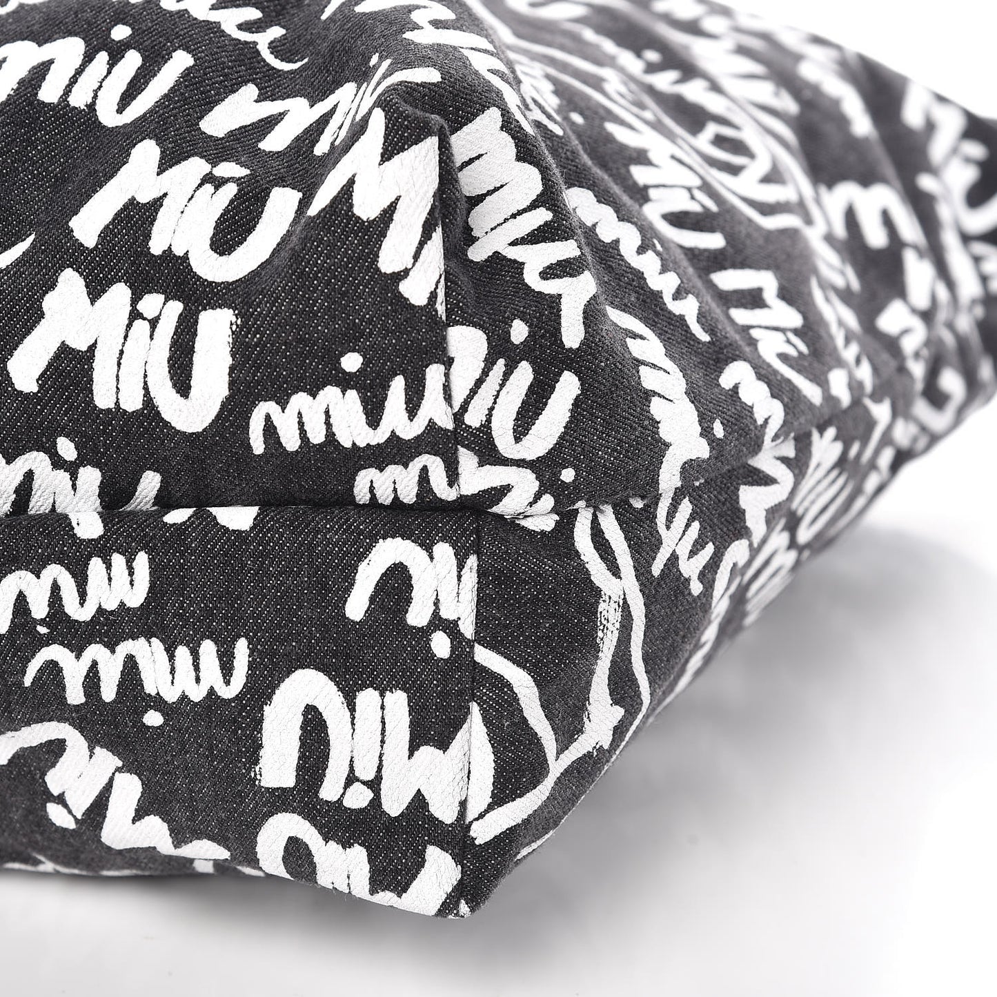 Denim Print Shopping Tote Black