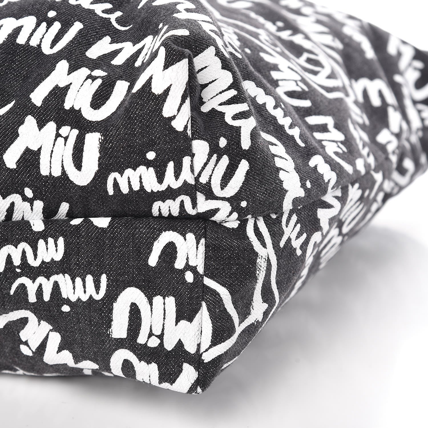 Miu Miu Denim Print Shopping Tote Black 11 of 11