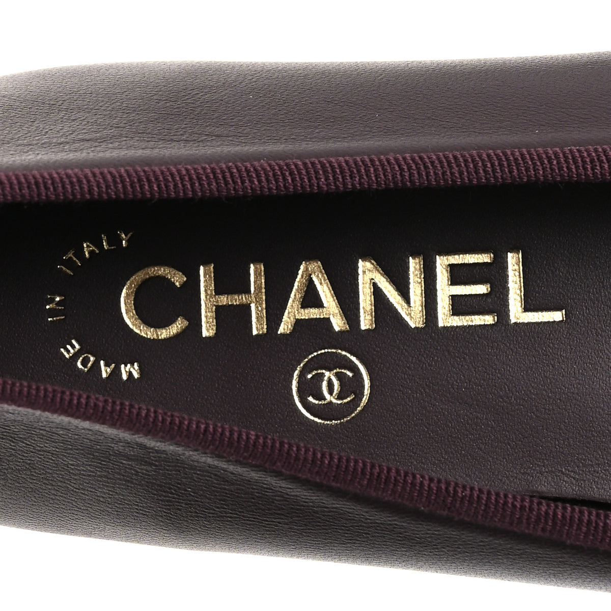Lambskin Cap Toe CC Ballerina Flats 38 Dark Brown Black