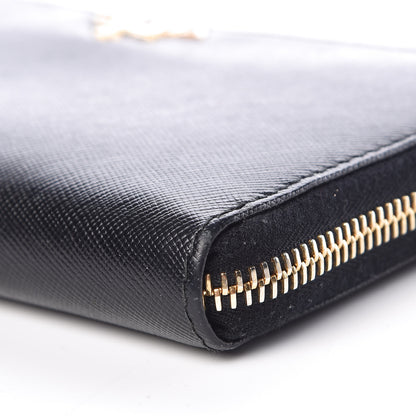 Prada Saffiano Metal Zip Around Wallet Black 9 of 9