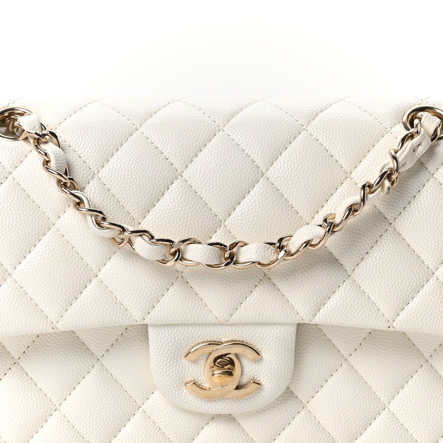 Caviar Quilted Small Double Flap White