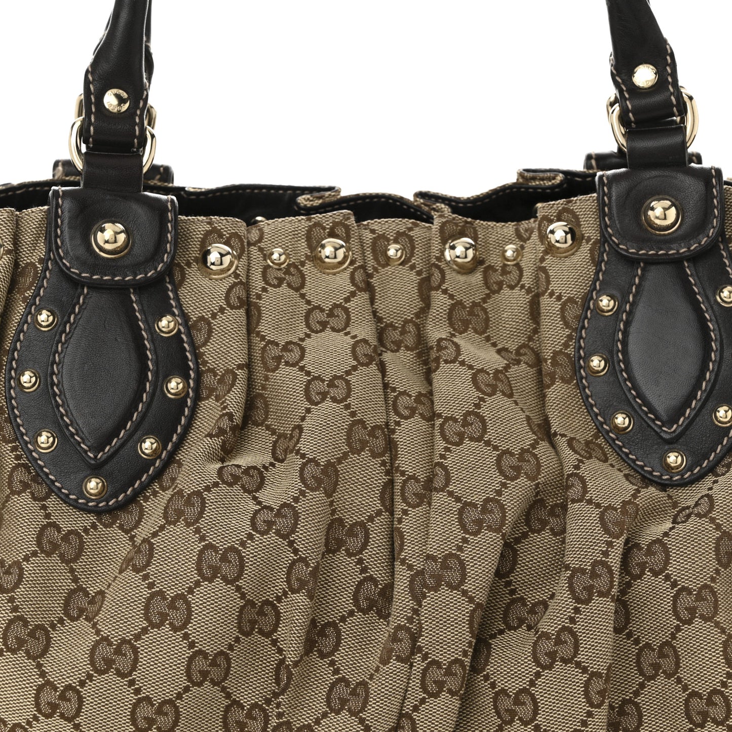 Monogram Studded Pelham Tote Dark Brown