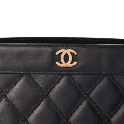 Chanel Lambskin Double Stitch Quilted Tote Black 8 of 10