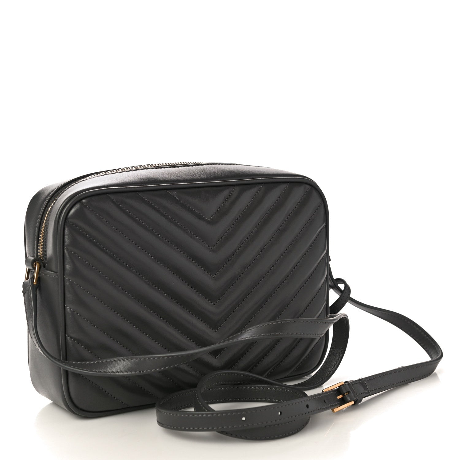 Saint Laurent Calfskin Matelasse Monogram Lou Camera Bag Grey Kaki 3 of 9